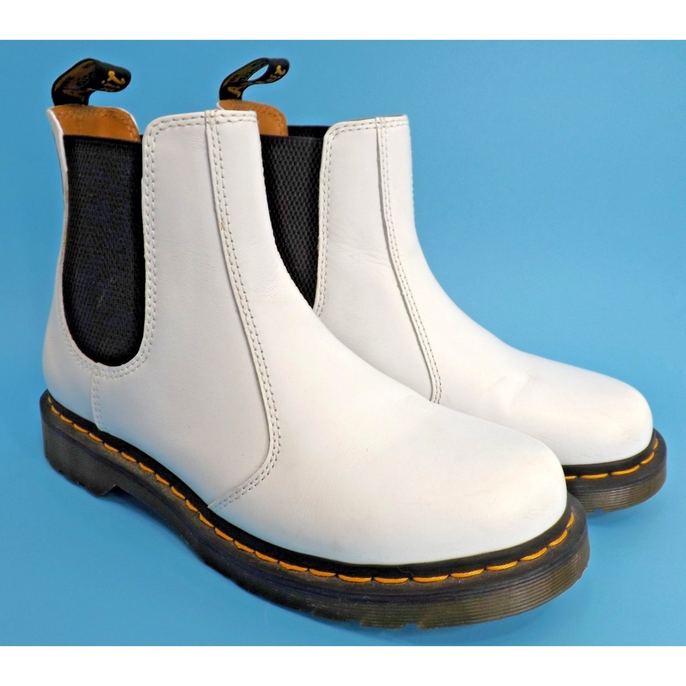 Dr. Doc Martens 2976 Chelsea Combat Moto White Slip On Boots - Women size 10